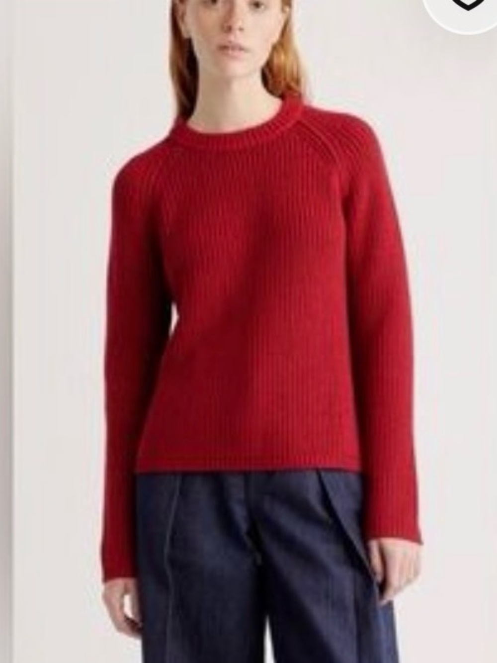 Quince 100% Organic Cotton Fisherman Crew Sweater in Dark Red